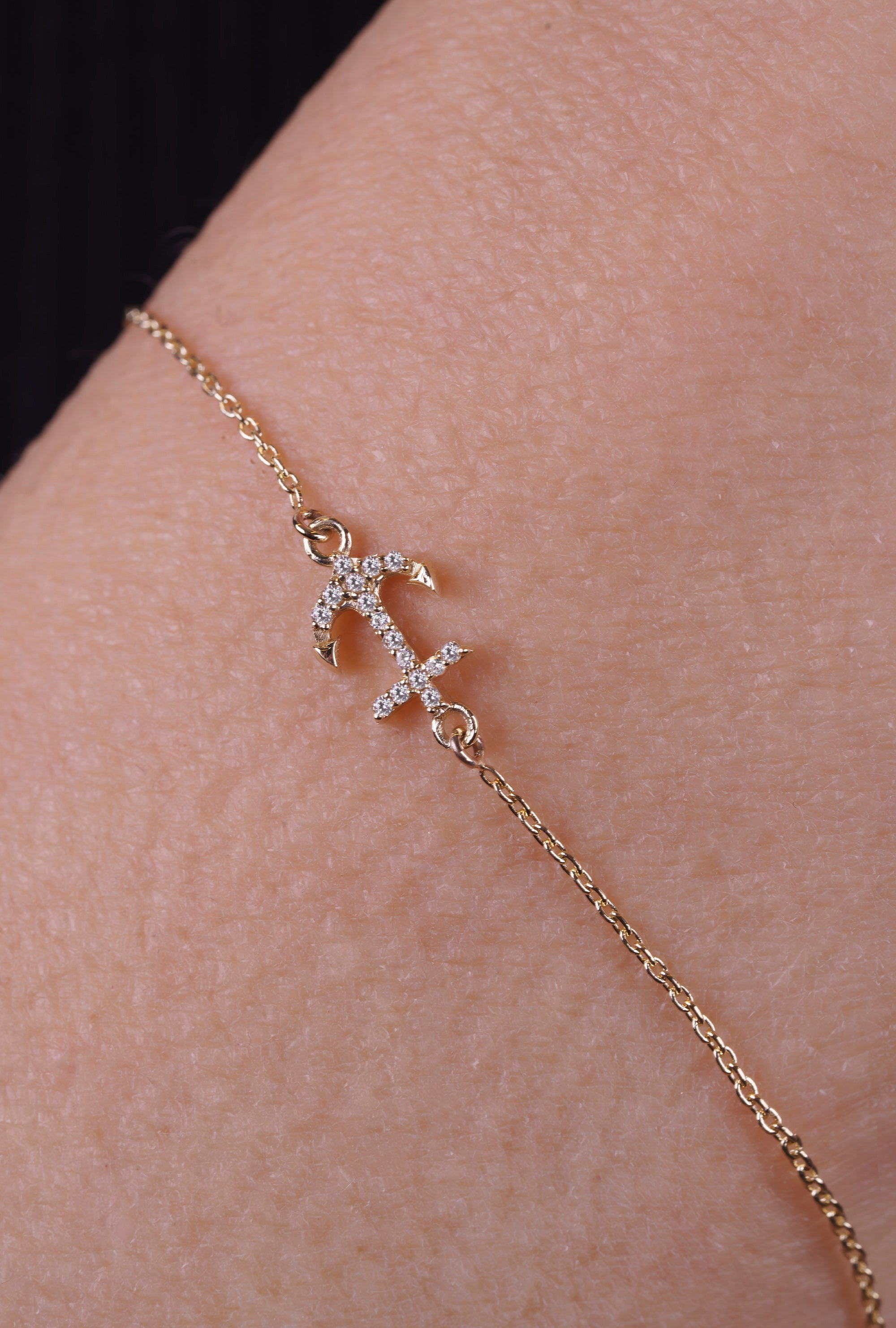 14K Gold Anchor Bracelet