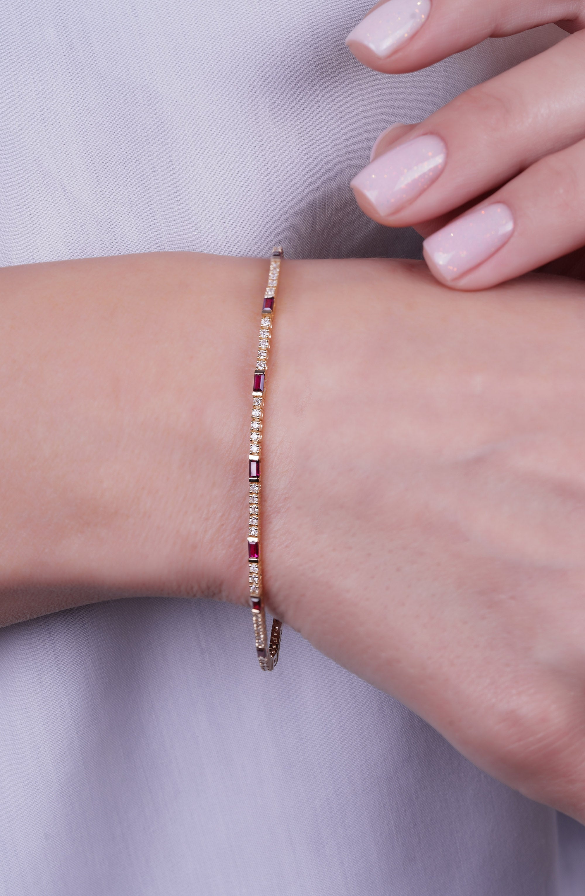 Natural Ruby Diamond Tennis Bracelet
