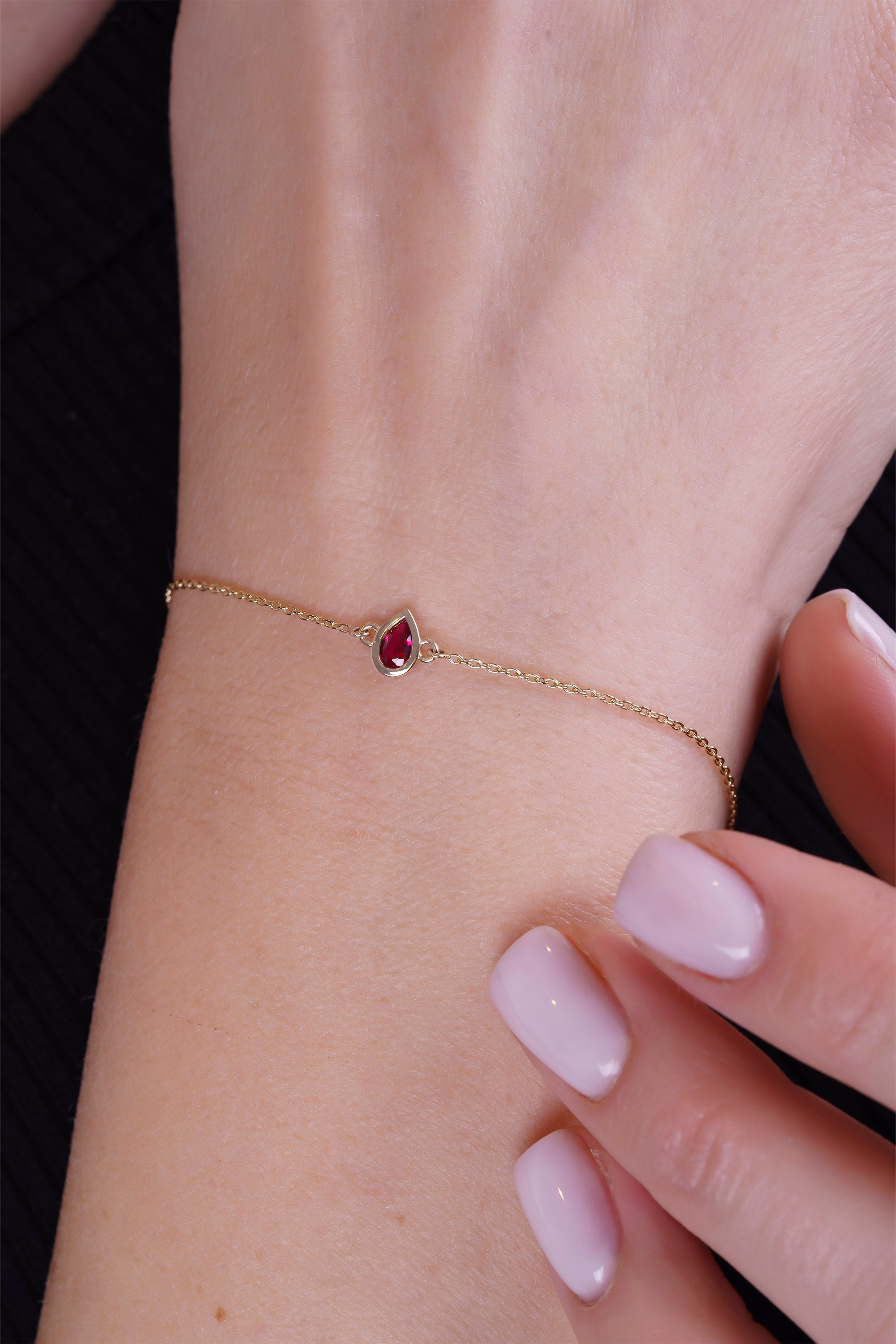Bezel Set Ruby Bracelet, Anniversary Necklace