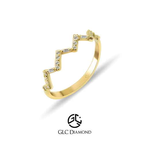 14K Gold Diamond V Shape Ring