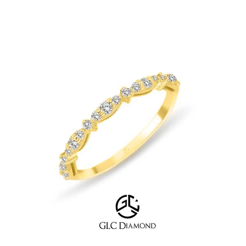 Art Deco Diamond Half Eternity Wedding Band, 0.22 Carat 14K Gold Ring