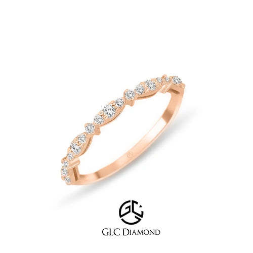 Art Deco Diamond Half Eternity Wedding Band, 0.22 Carat 14K Gold Ring