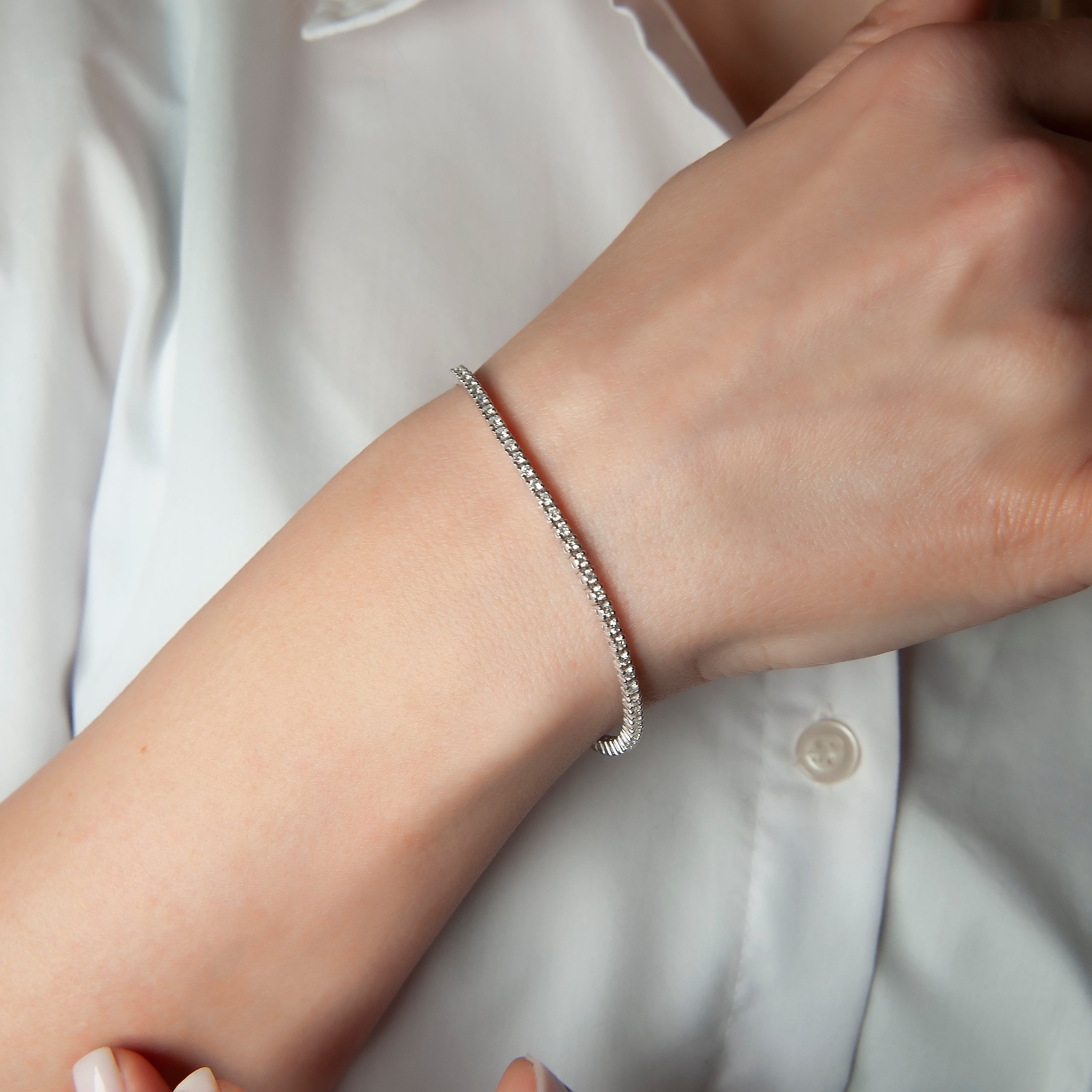 2.90 Carat Diamond Waterway Bracelet / Minimal Natural Diamond Bracelet