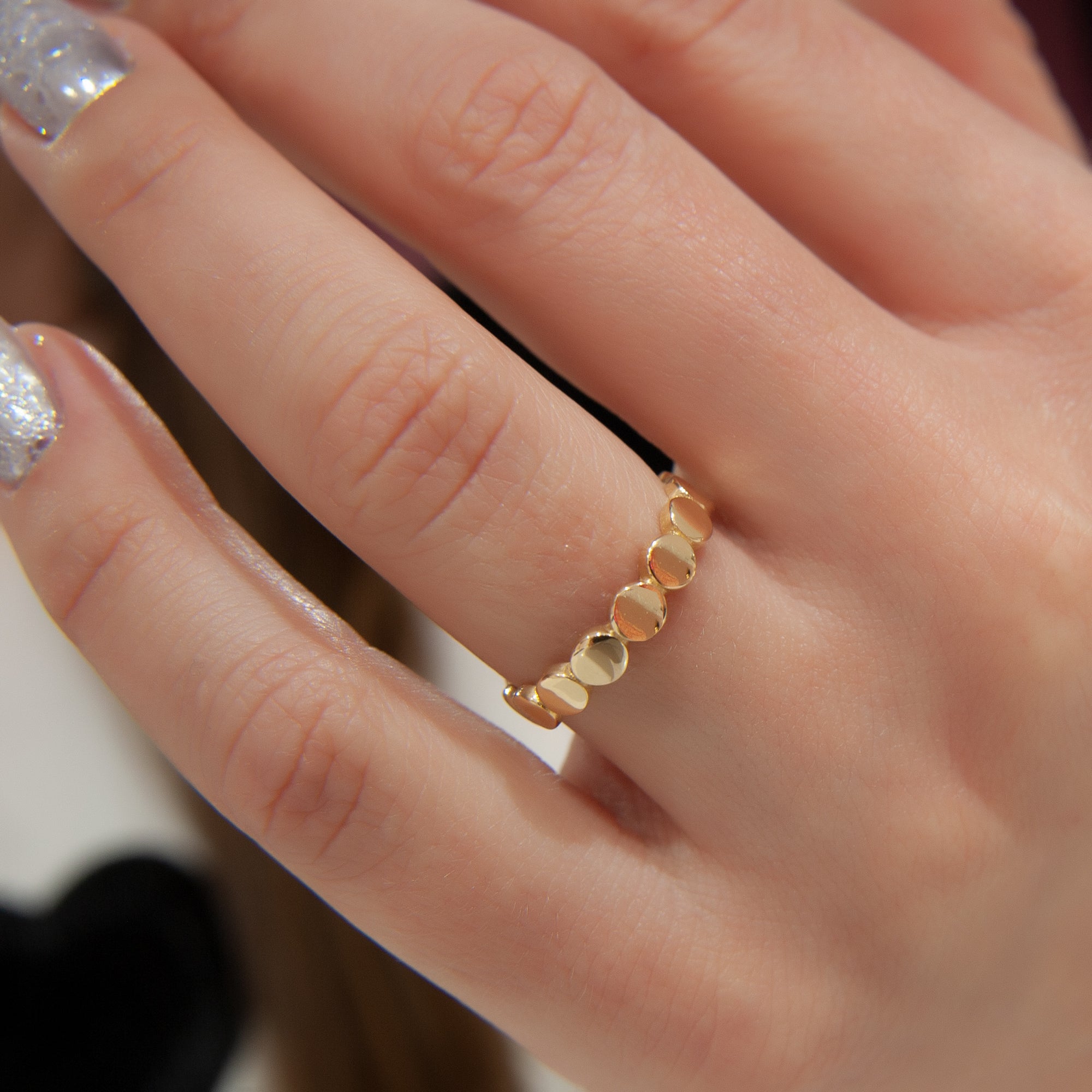 Circle Geometric Band, 14K Solid Gold Circle Ring