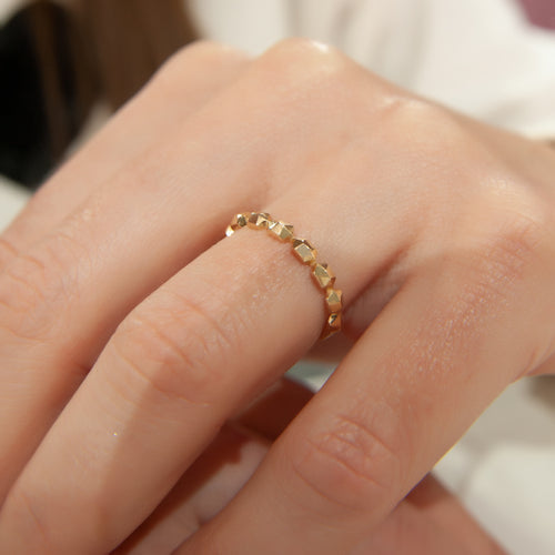 14K Solid Gold Geometric Ring, Hexagon Ring