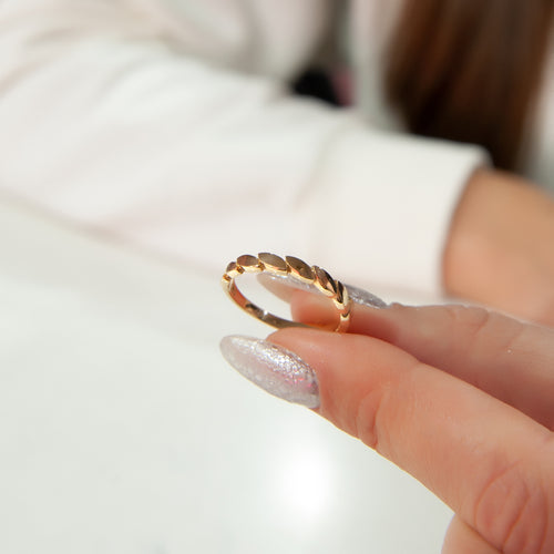 14K Solid Gold Women Ring, Gift For Women, Gold Dotted Ring