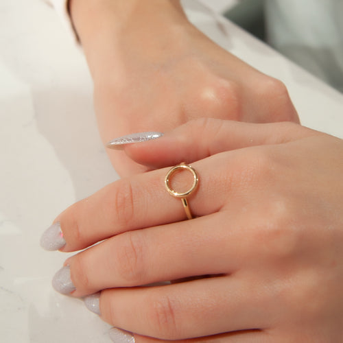 Circle Gold Ring, Geometric Ring, Open Circle Ring