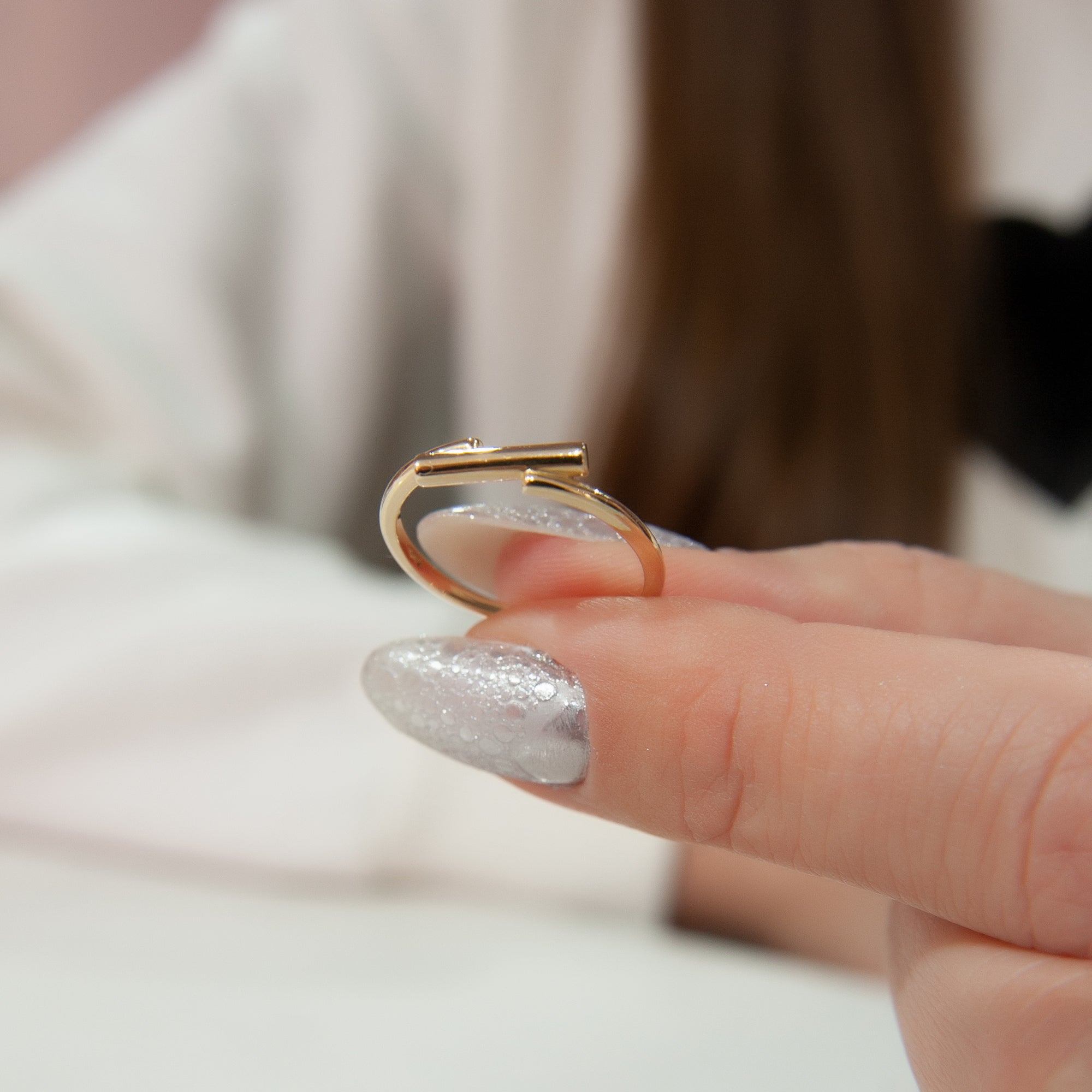 14K Gold Geometric Ring, Minimalist Ring, Dainty Ring