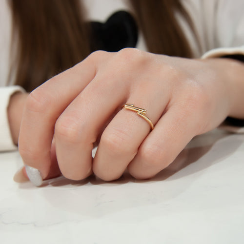 14K Gold Geometric Ring, Minimalist Ring, Dainty Ring