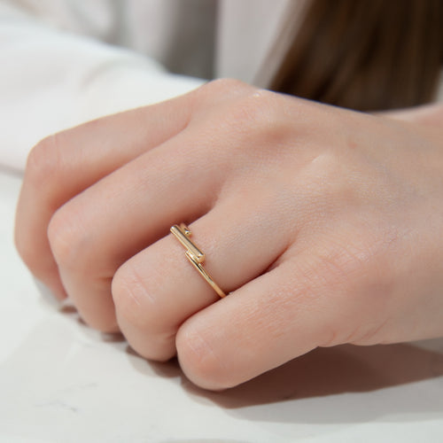 14K Gold Geometric Ring, Minimalist Ring, Dainty Ring