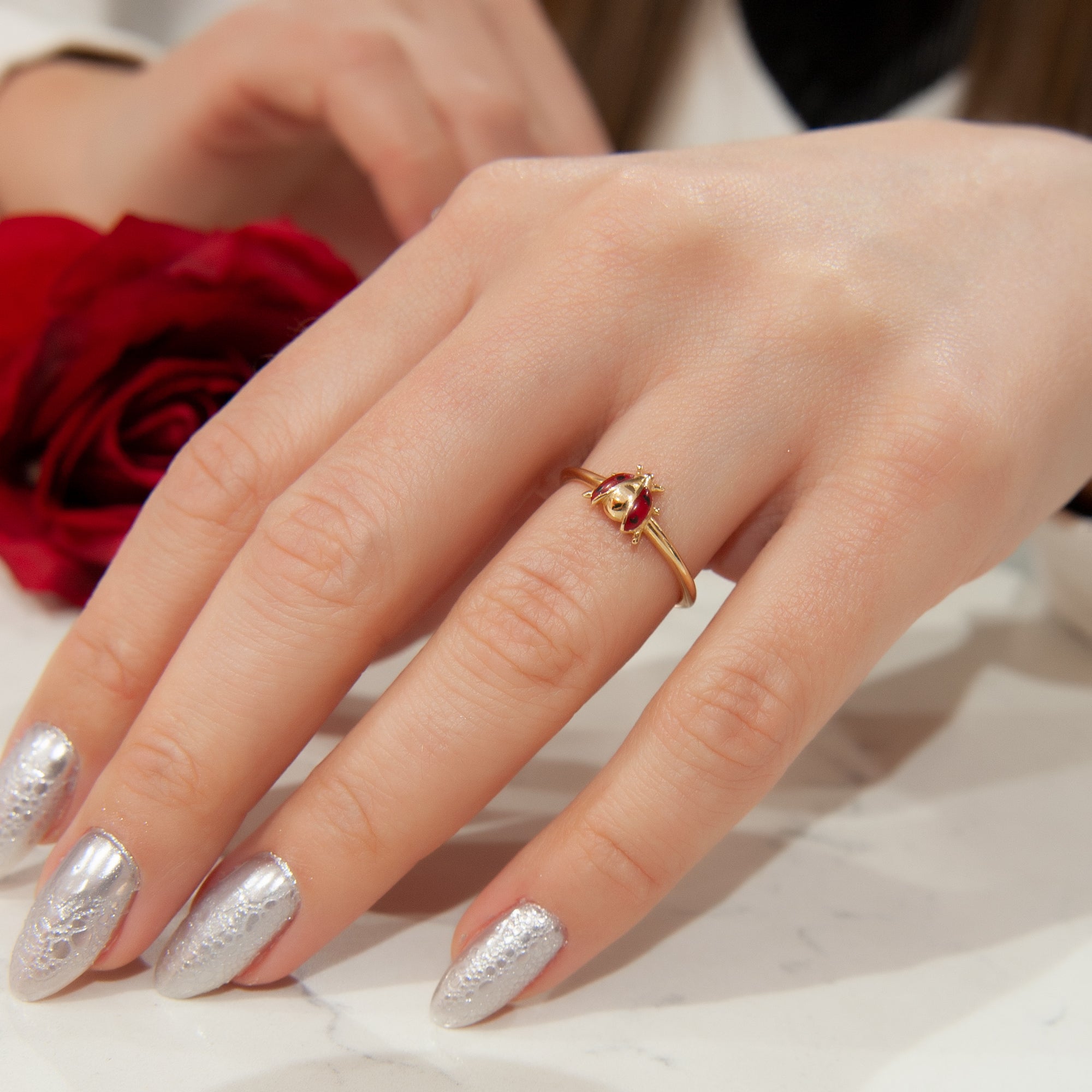 14K Solid Gold Ladybird Ring