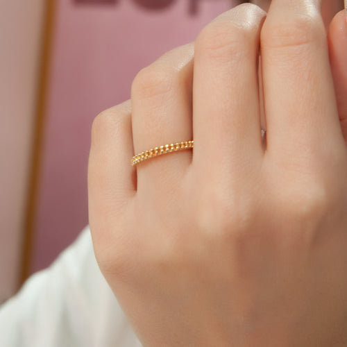 14K Solid Gold Chain Ring