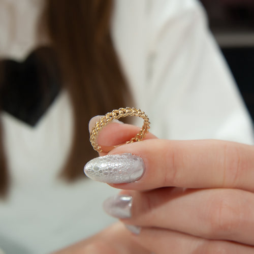 14K Gold Chain Ring, Stacking Ring