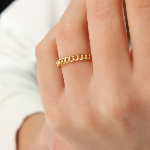 14K Gold Chain Ring, Stacking Ring