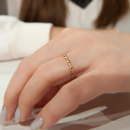 14K Gold Band Ring, Rectangle Ring, Minimalist Stacking Ring