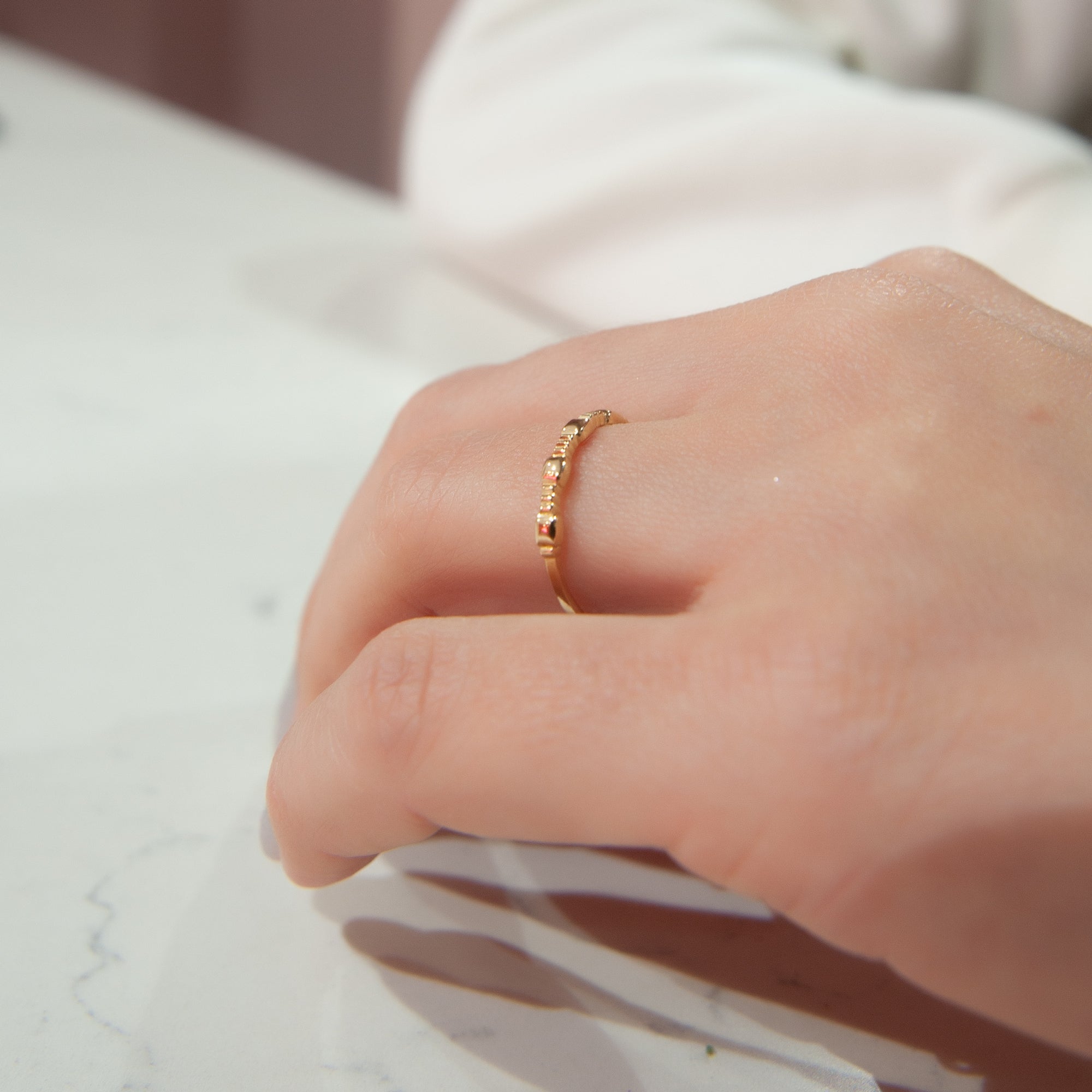 14K Gold Band Ring, Rectangle Ring, Minimalist Stacking Ring