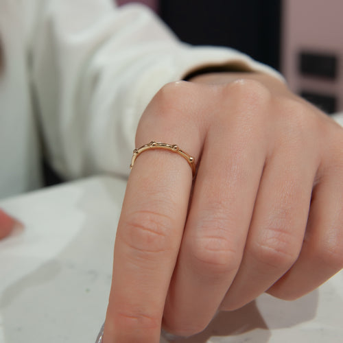 14K Gold Ring, Minimalist Stacking Ring, 14K Gold Dotted Ring Band