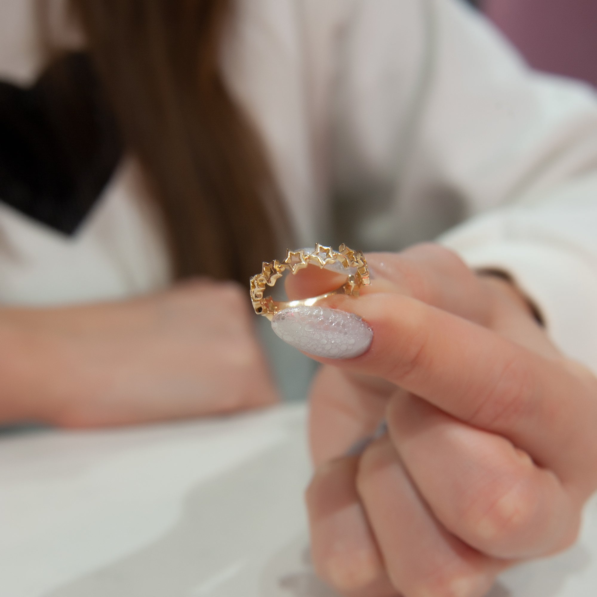 14K Solid Gold Ring, Multi Star, Celestial Ring, Gold Star Ring