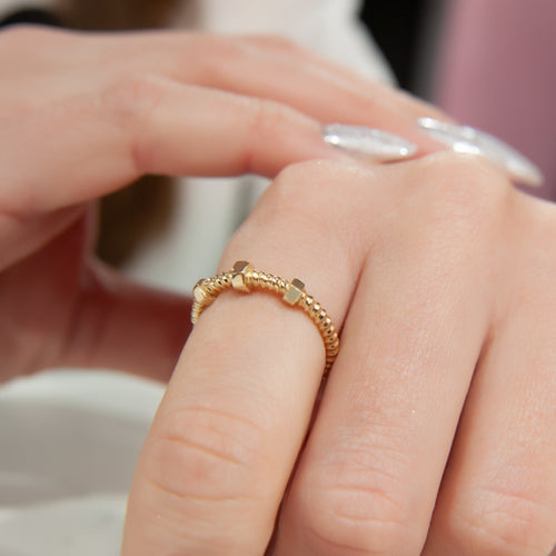 14K Solid Gold Ring, Knot Ring, Handmade Rope Ring