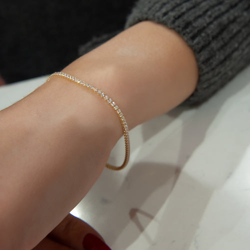 14K Solid Gold Tennis Bracelet, Waterway Bracelet, White Gold Bracelet