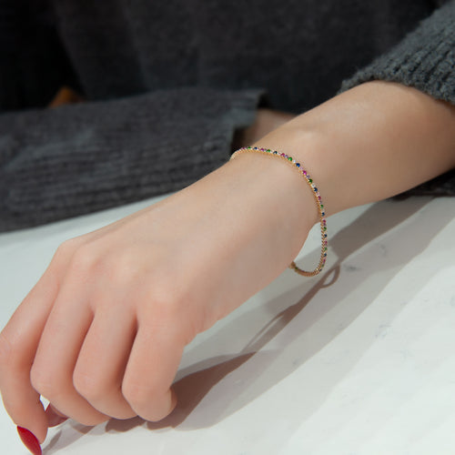 14K Solid Gold Waterway Bracelet, Rainbow Bracelet