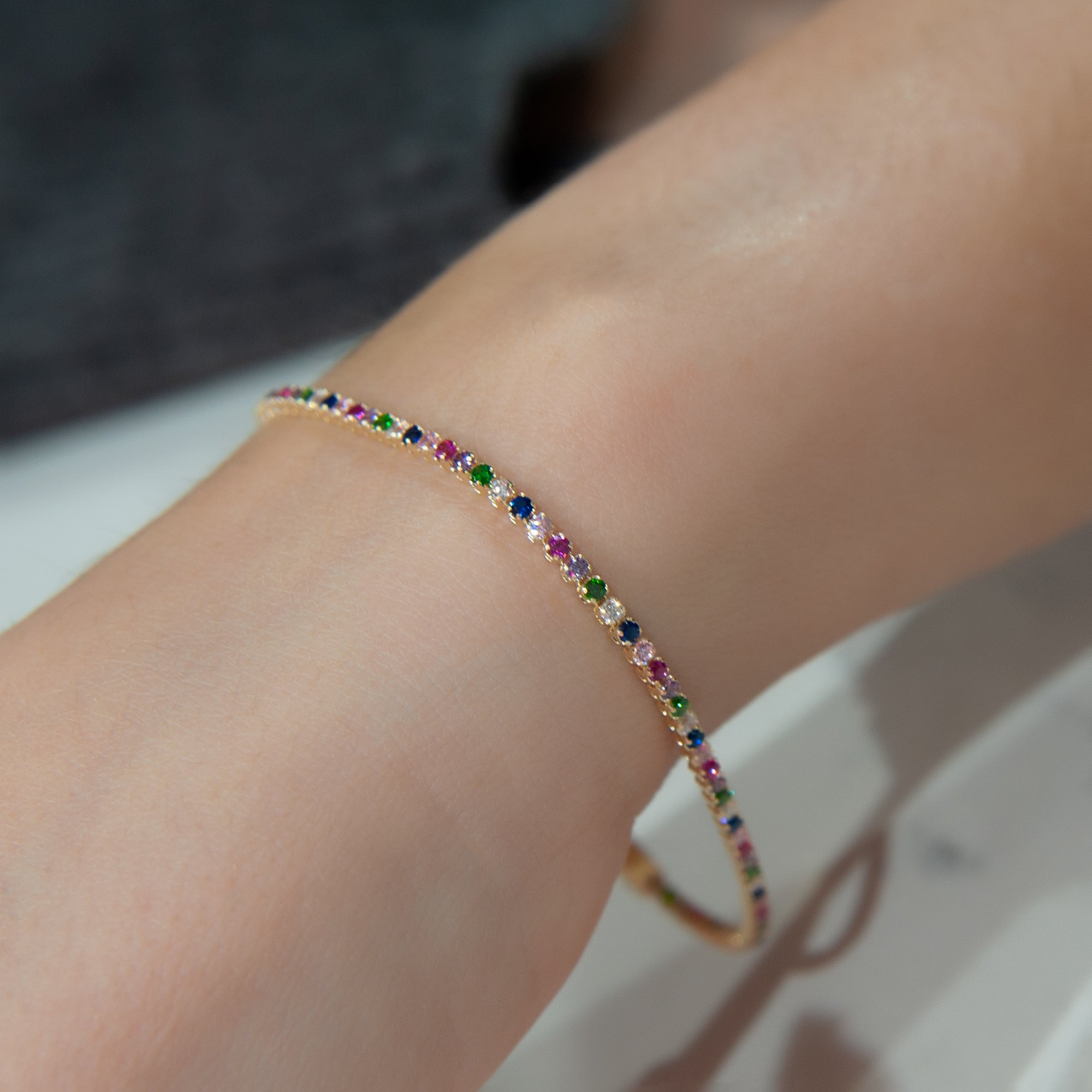 14K Solid Gold Waterway Bracelet, Rainbow Bracelet