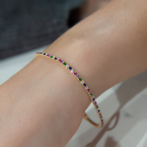 14K Solid Gold Waterway Bracelet, Rainbow Bracelet