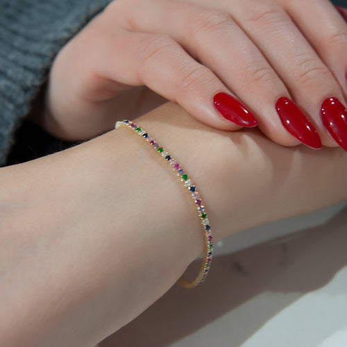 14K Solid Gold Waterway Bracelet, Rainbow Bracelet