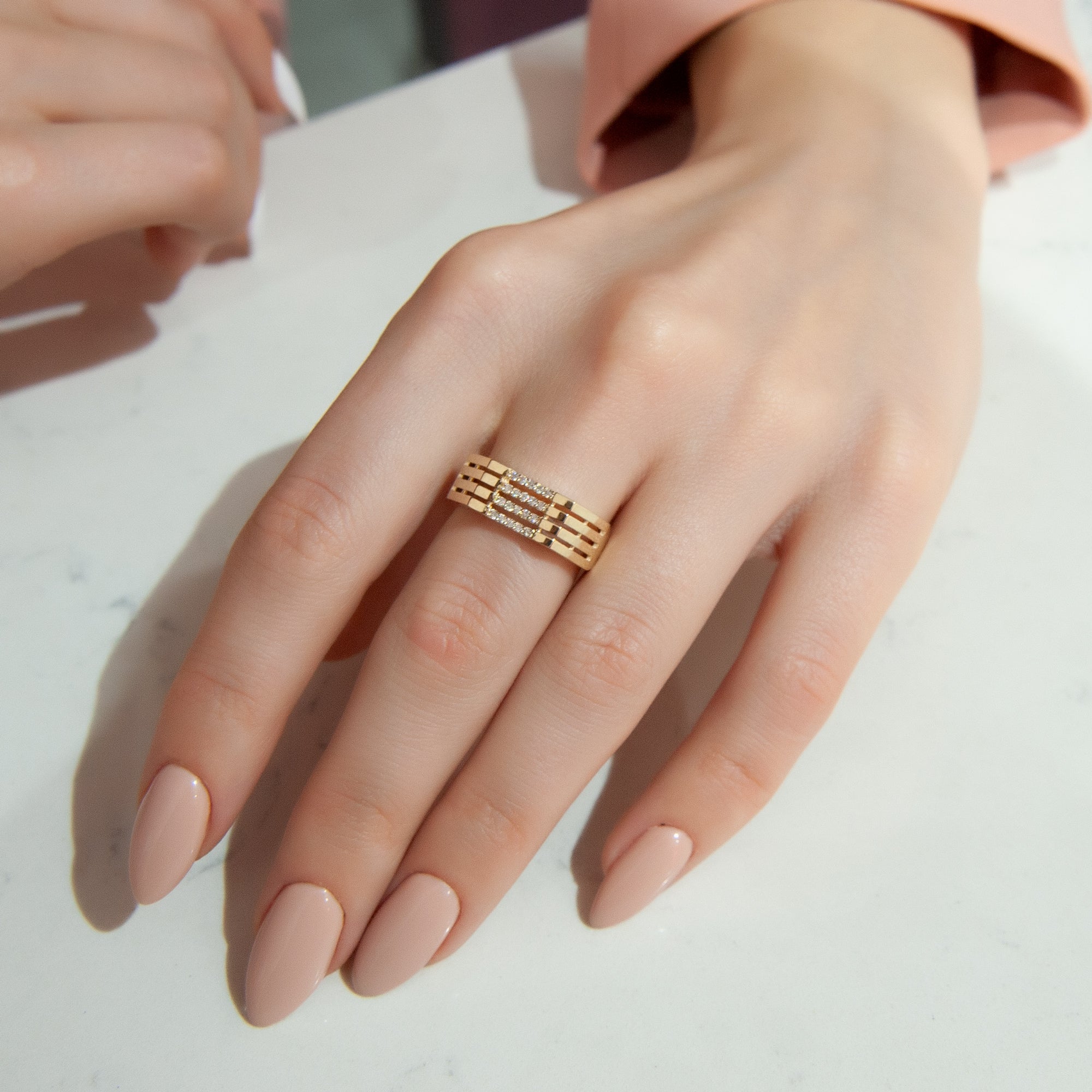 Modern Geometric Diamond Ring
