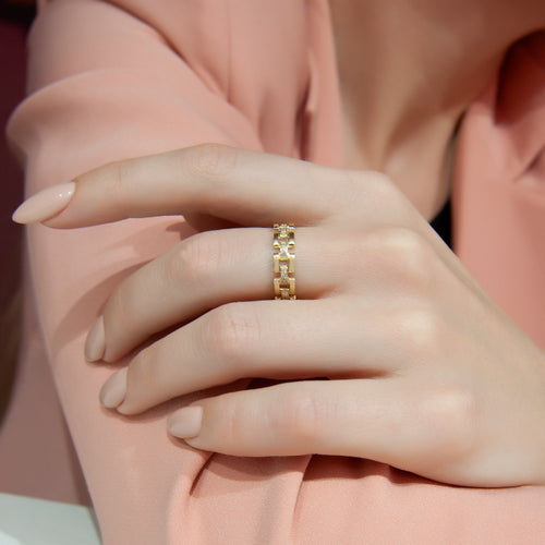 14K Gold Geometric Diamond Ring