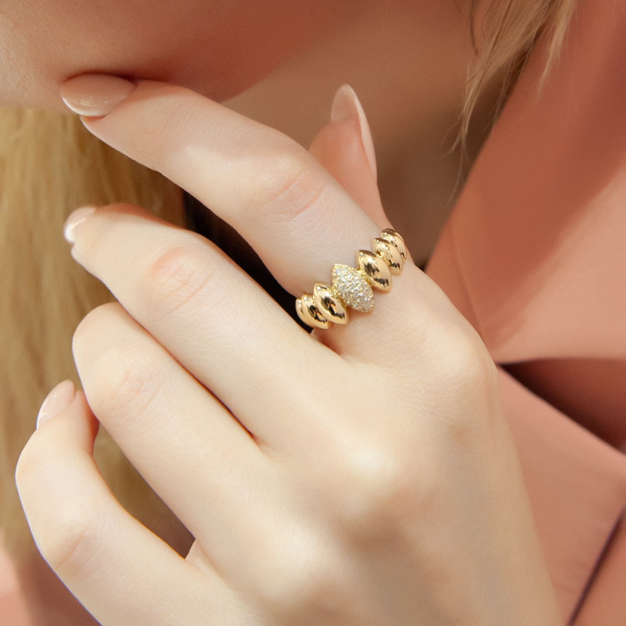 14K Gold Marquise Design Diamond Ring