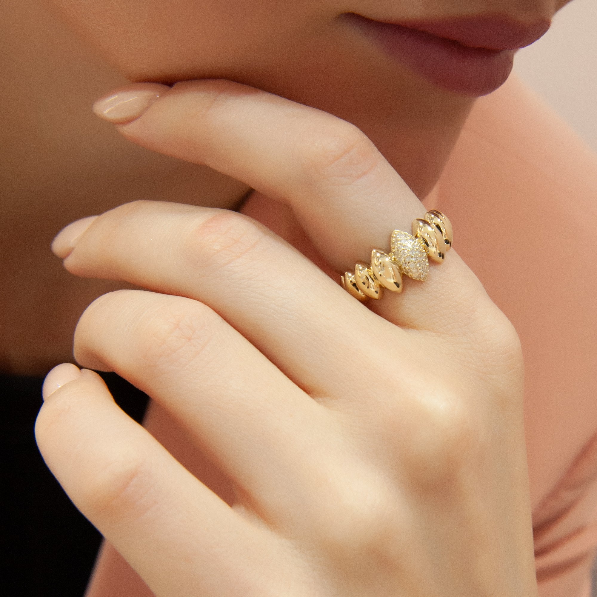 14K Gold Marquise Design Diamond Ring