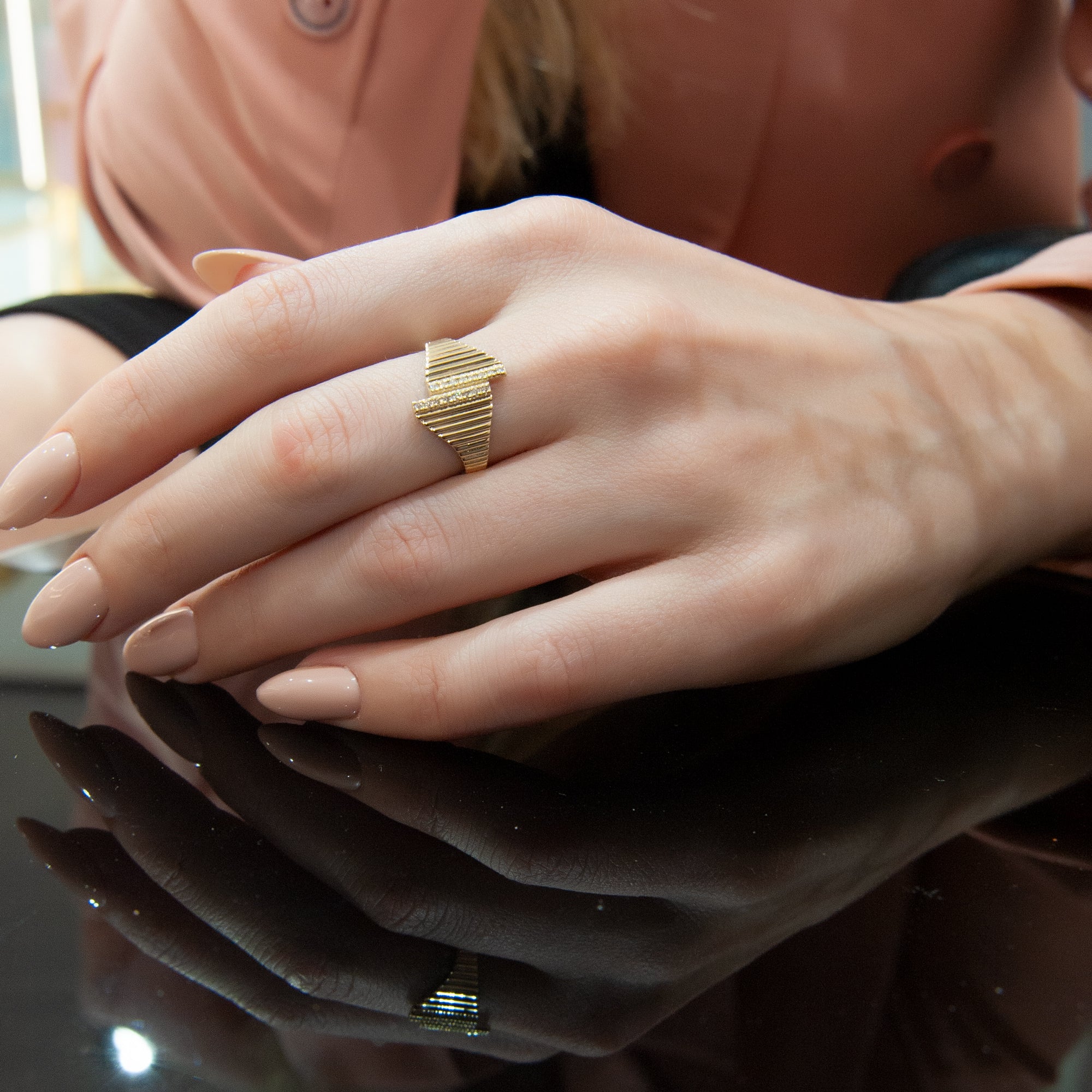 Dainty Geometric Diamond Ring