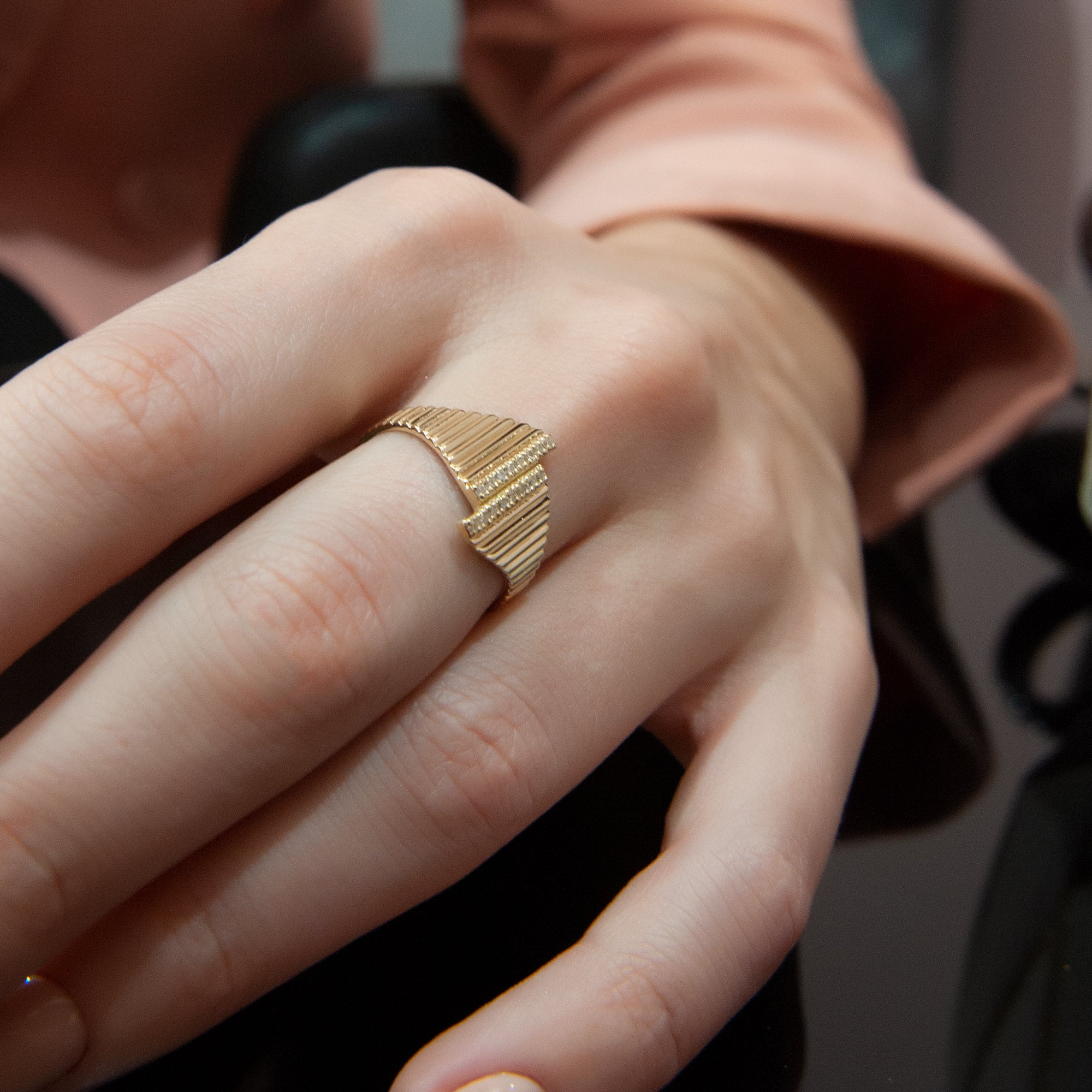 Dainty Geometric Diamond Ring