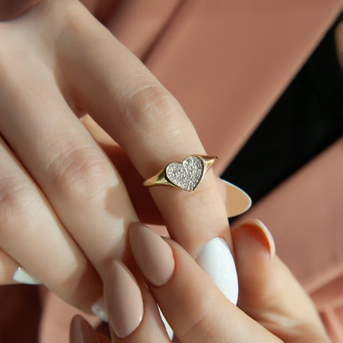 14K Gold Heart Diamond Ring