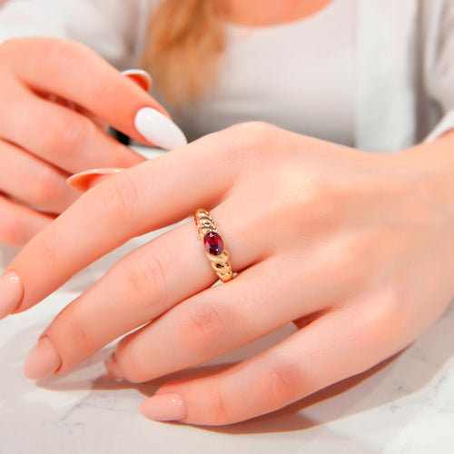 14K Gold Oval Ruby Ring