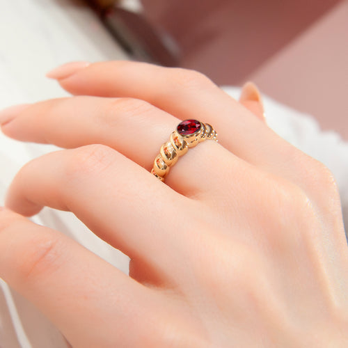 14K Gold Oval Ruby Ring