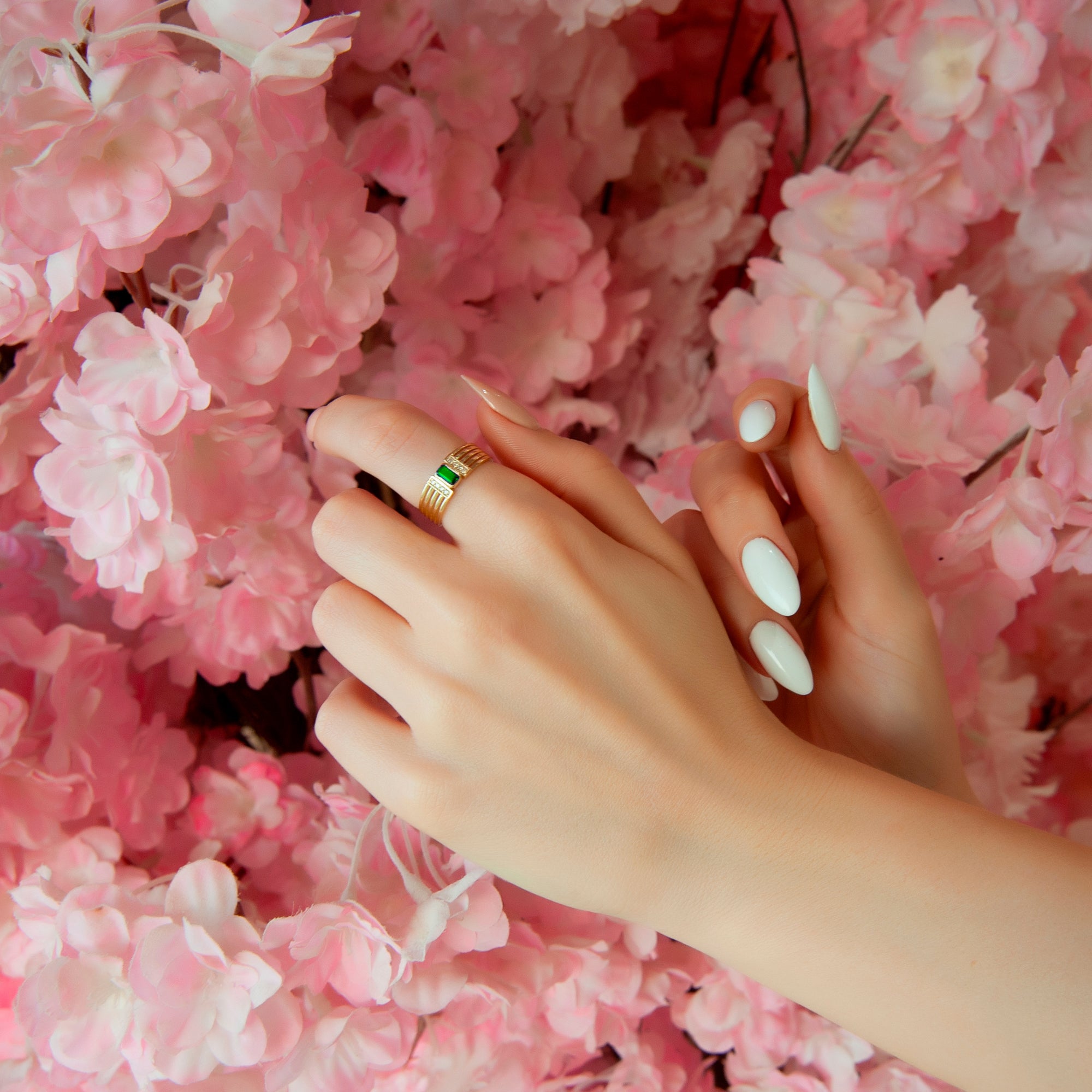 14K Gold Emerald Diamond Ring