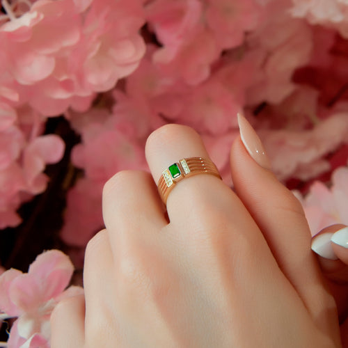 14K Gold Emerald and Diamond Ring