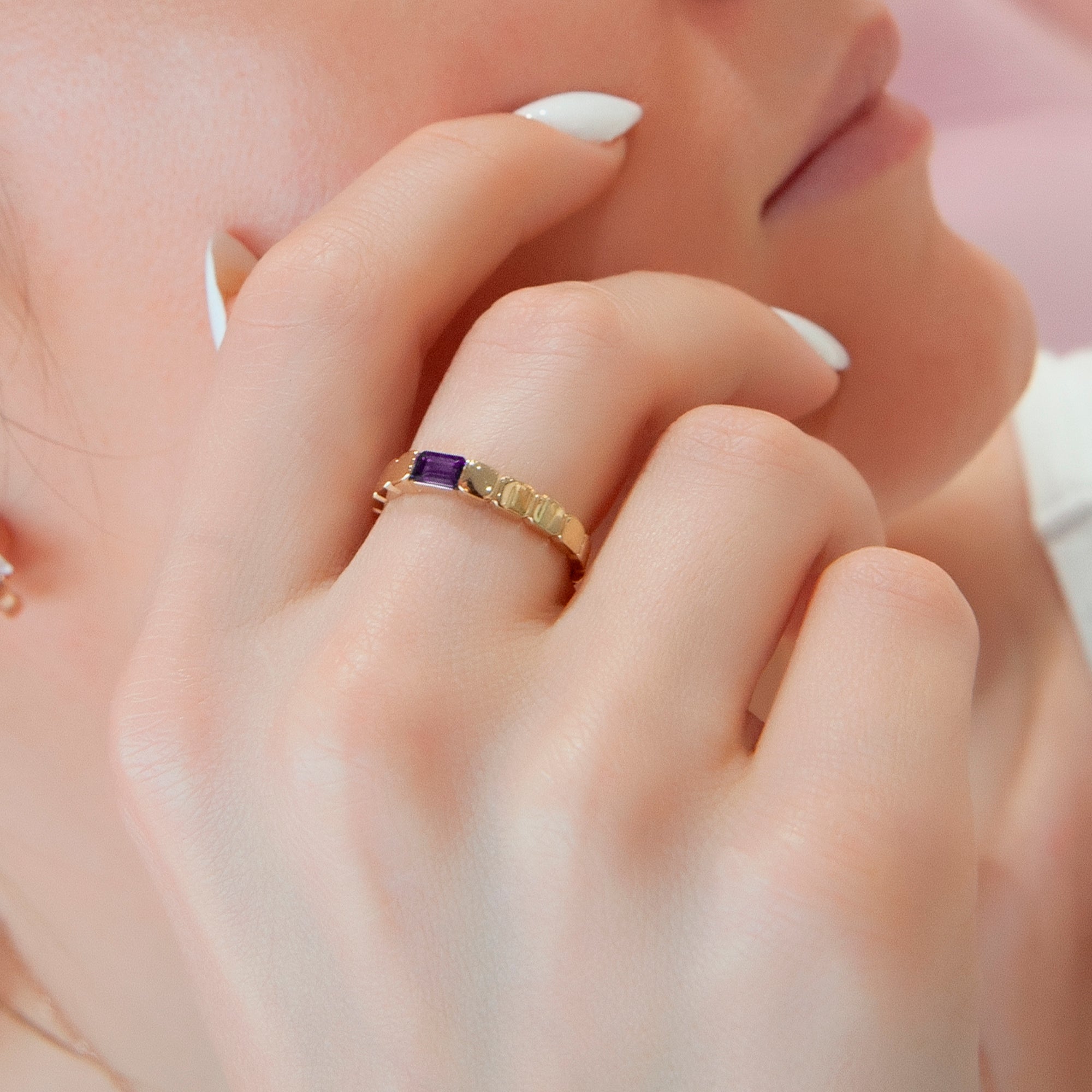 Minimalist Natural Amethyst Ring