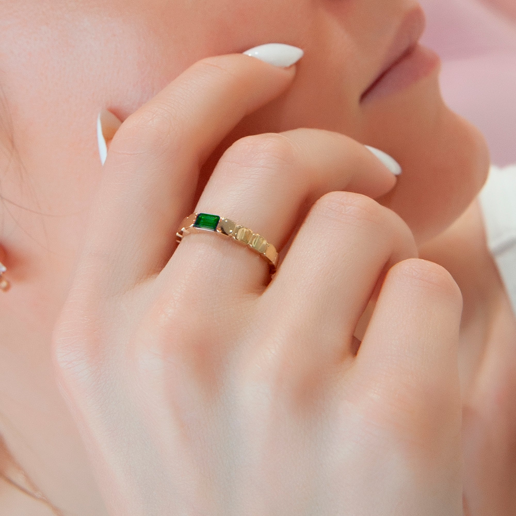 14K Gold Emerald Baguette Ring