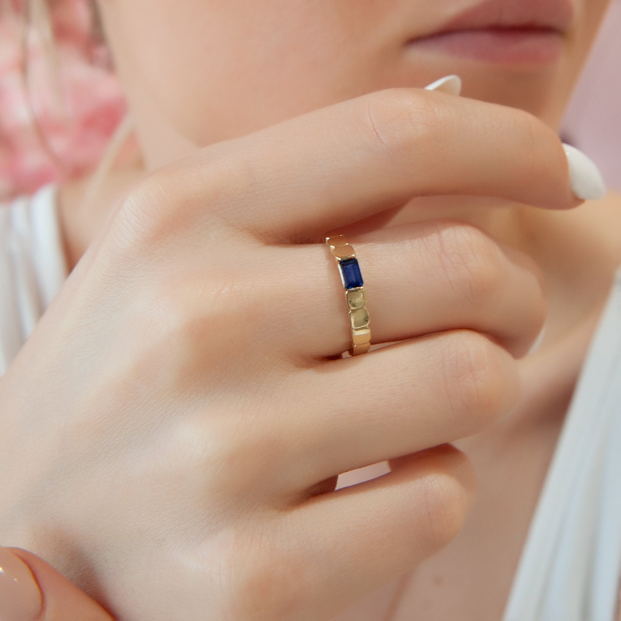 Minimalist Natural Sapphire Ring, Mother's Day Gift