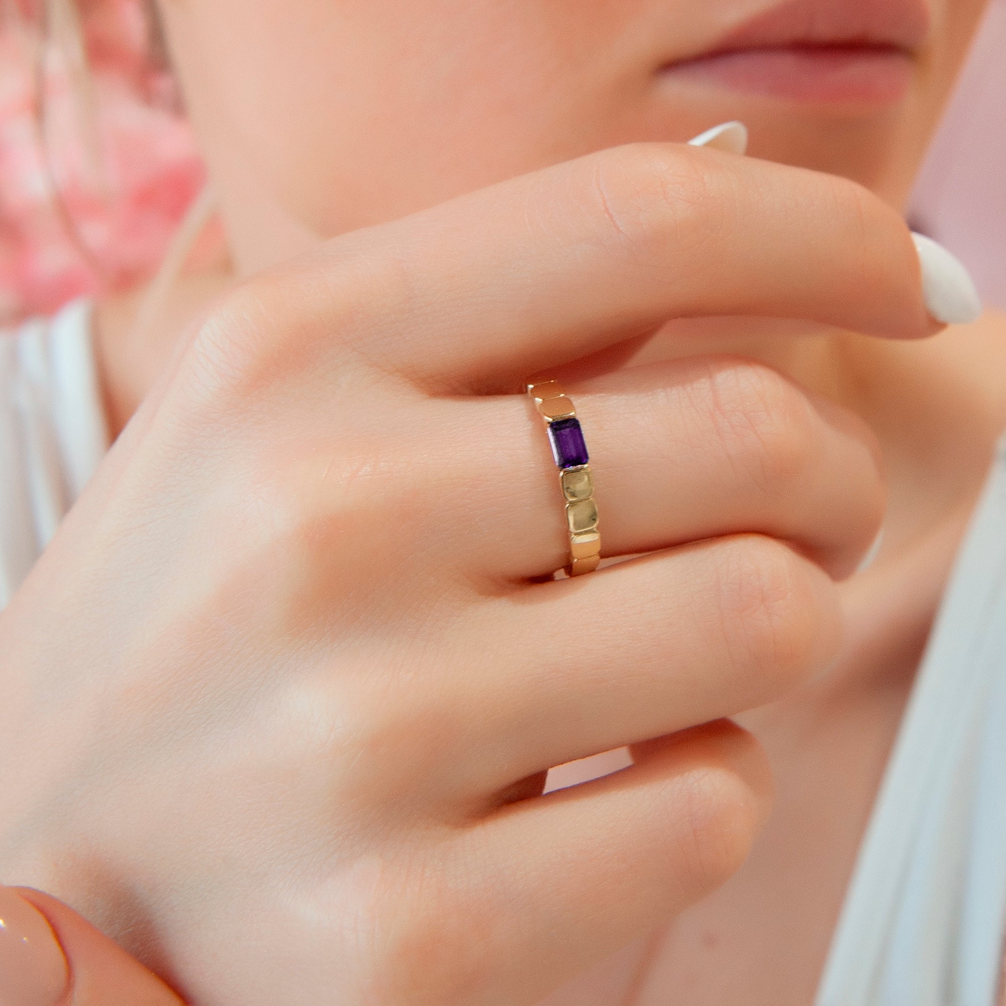Minimalist Natural Amethyst Ring