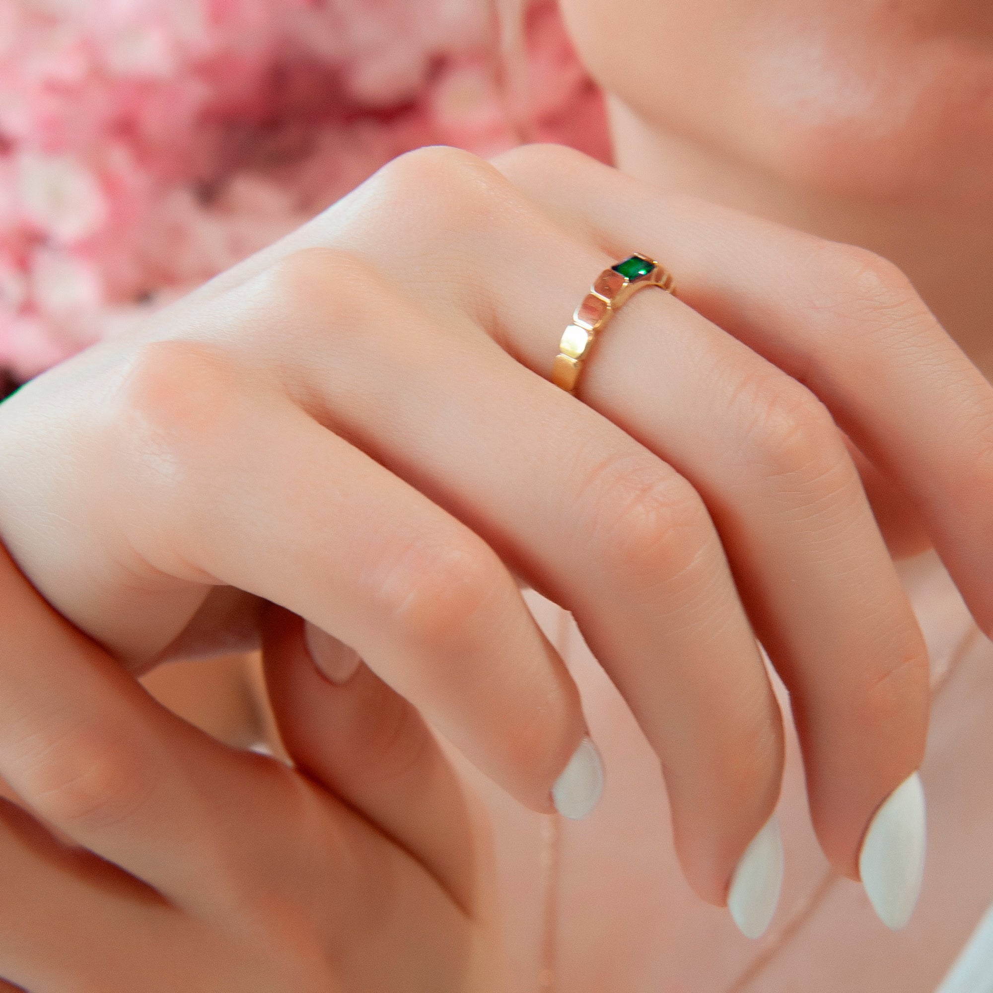 14K Gold Emerald Baguette Ring