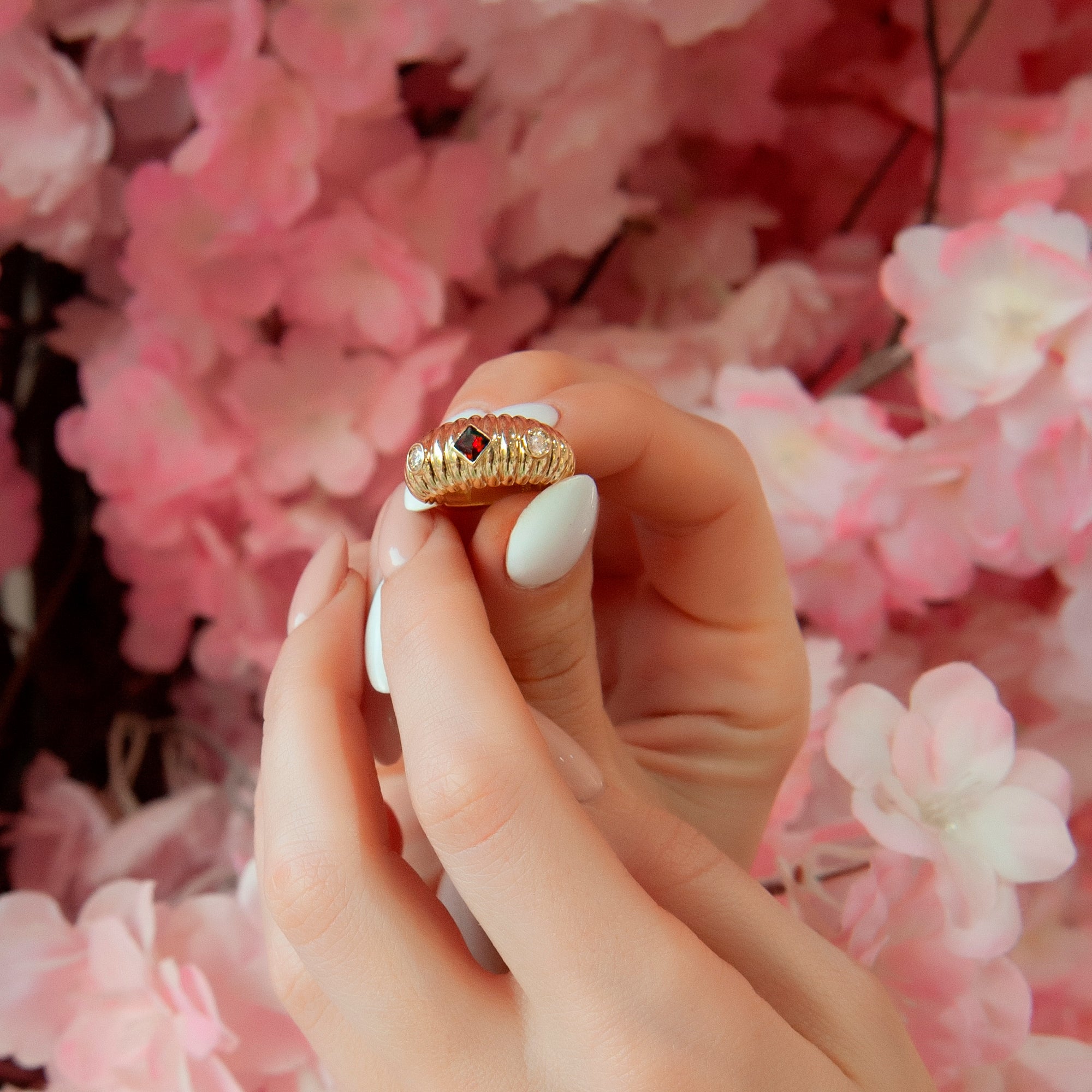 14K Gold Ruby Dome Ring