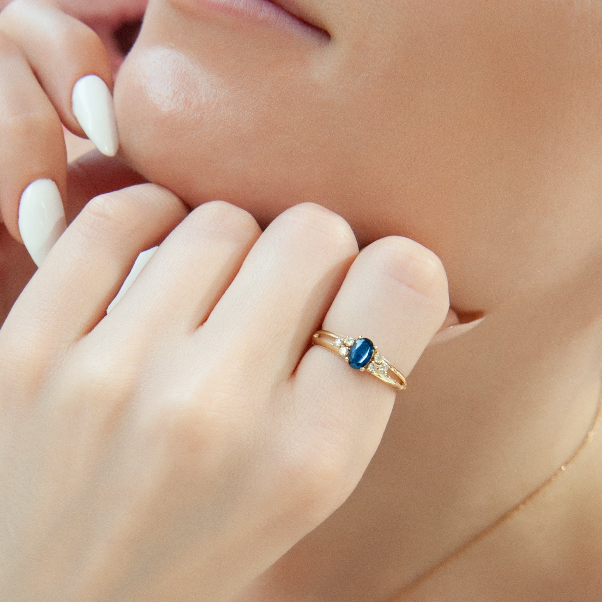 Oval Blue Sapphire Ring