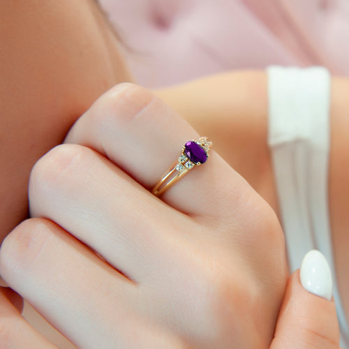 14K Gold Amethyst Wedding Ring