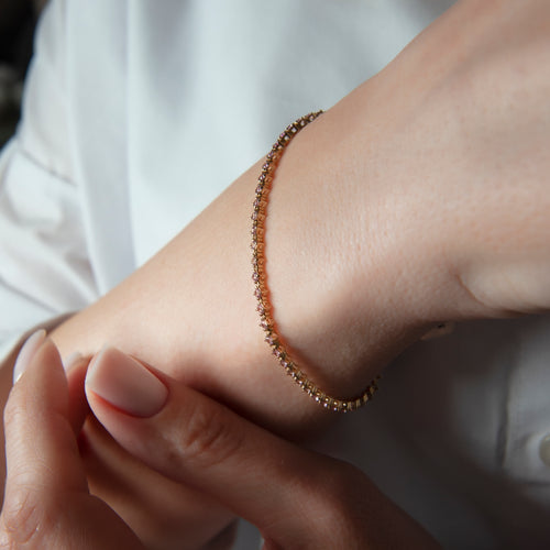 14K Gold Pink Sapphire Tennis Bracelet / Dainty Fine Jewelry