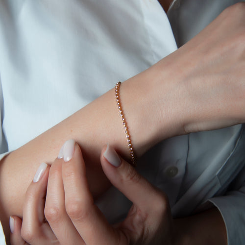 14K Gold Pink Sapphire Tennis Bracelet / Dainty Fine Jewelry