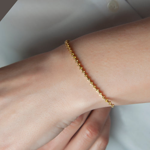 14K Gold Yellow Sapphire Tennis Bracelet / Gemstone Waterway Design